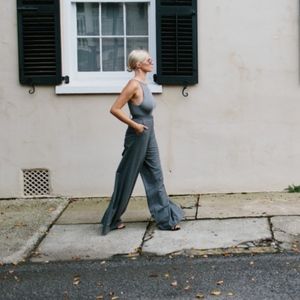 H&M wide leg grey high waist pants